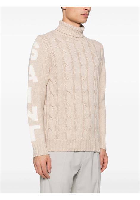 Heavyweight beige braided turtleneck sweater MC2 | FISHERMAN-ST BARTH1110